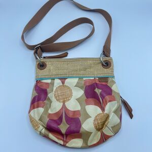 Fossil Key Per Coated Canvas Crossbody Shoulder Bag Floral Multicolor